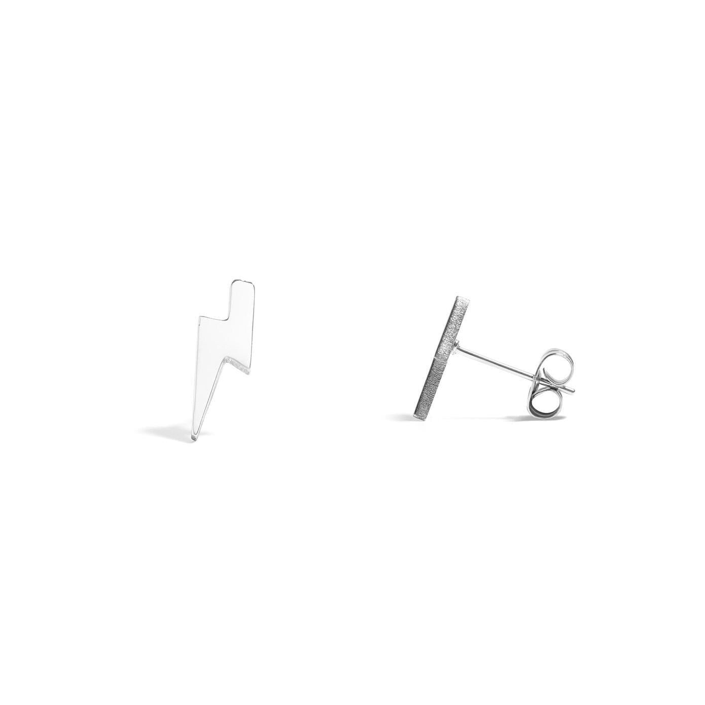Gold or Silver Lightning Bolt Stud Earrings: Hypoallergenic Everyday Jewelry for Biker Women