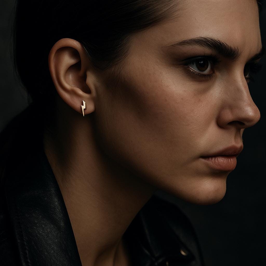 Gold or Silver Lightning Bolt Stud Earrings: Hypoallergenic Everyday Jewelry for Biker Women