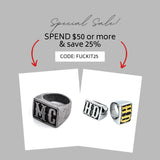 HD or MC Stainless Steel Biker Ring in Gold or Silver Finish