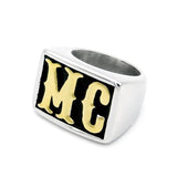 HD or MC Stainless Steel Biker Ring in Gold or Silver Finish