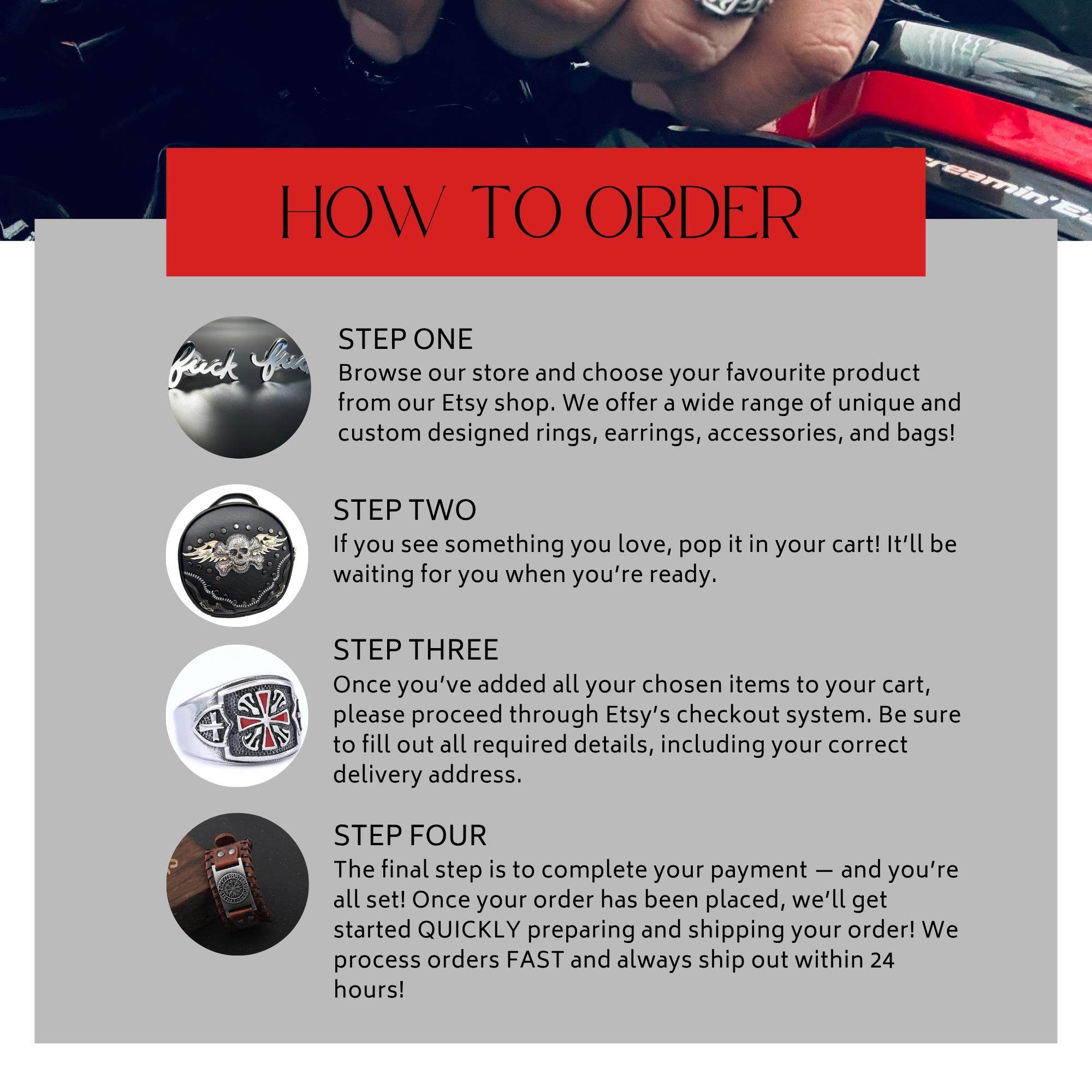 Gothic Skull Wallet: Black Faux Leather Biker Punk Style