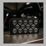 Gothic Skull Wallet: Black Faux Leather Biker Punk Style