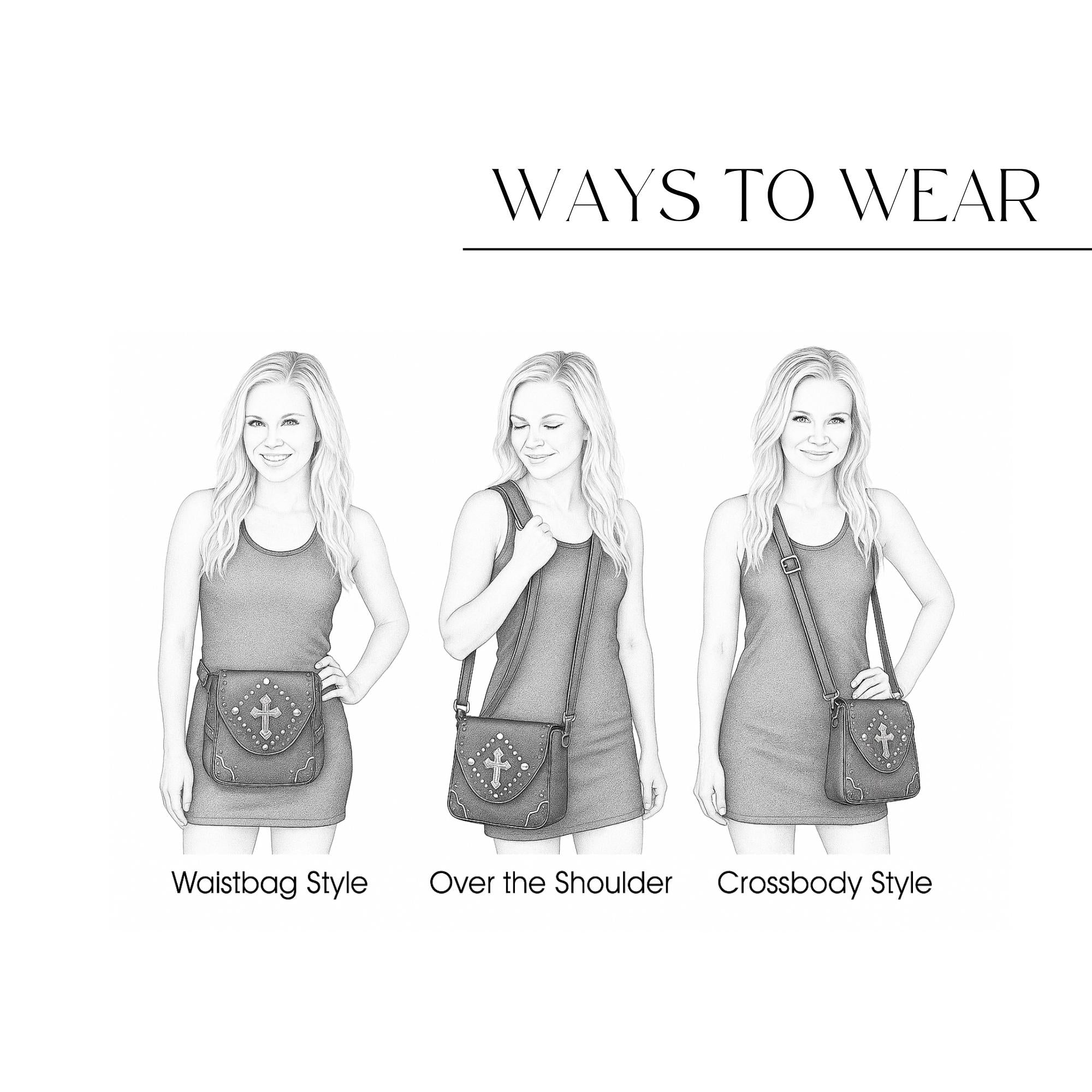 Western Crossbody Purse: Faux Leather Cowgirl Bag with Cross and Studs