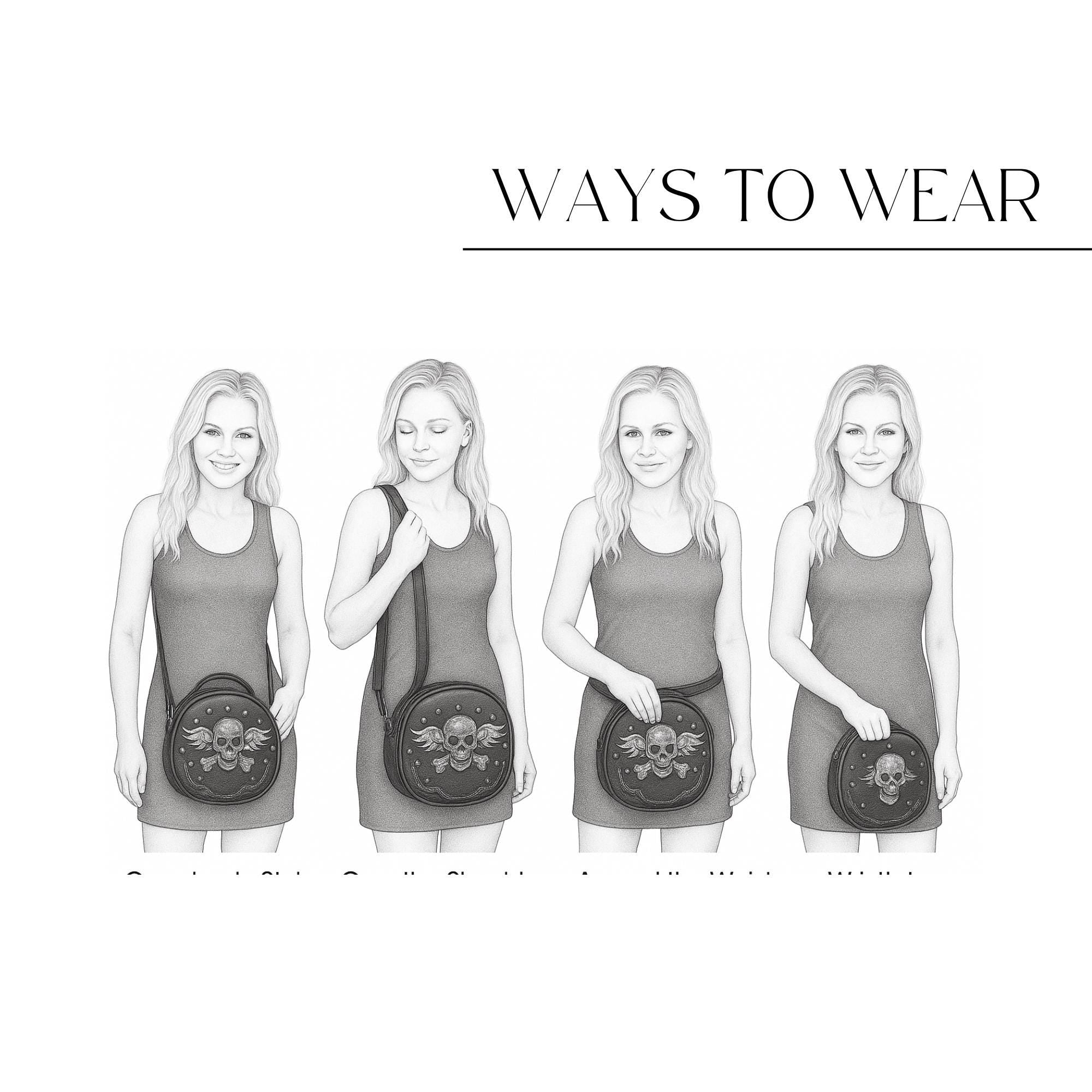 Gothic Skull Crossbody Purse with Rhinestones and Studded Detail