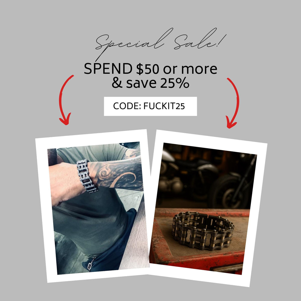 Heavy Gunmetal Biker Bracelet: Stainless Steel Chain Design for Men