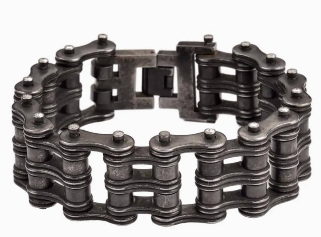 Heavy Gunmetal Biker Bracelet: Stainless Steel Chain Design for Men