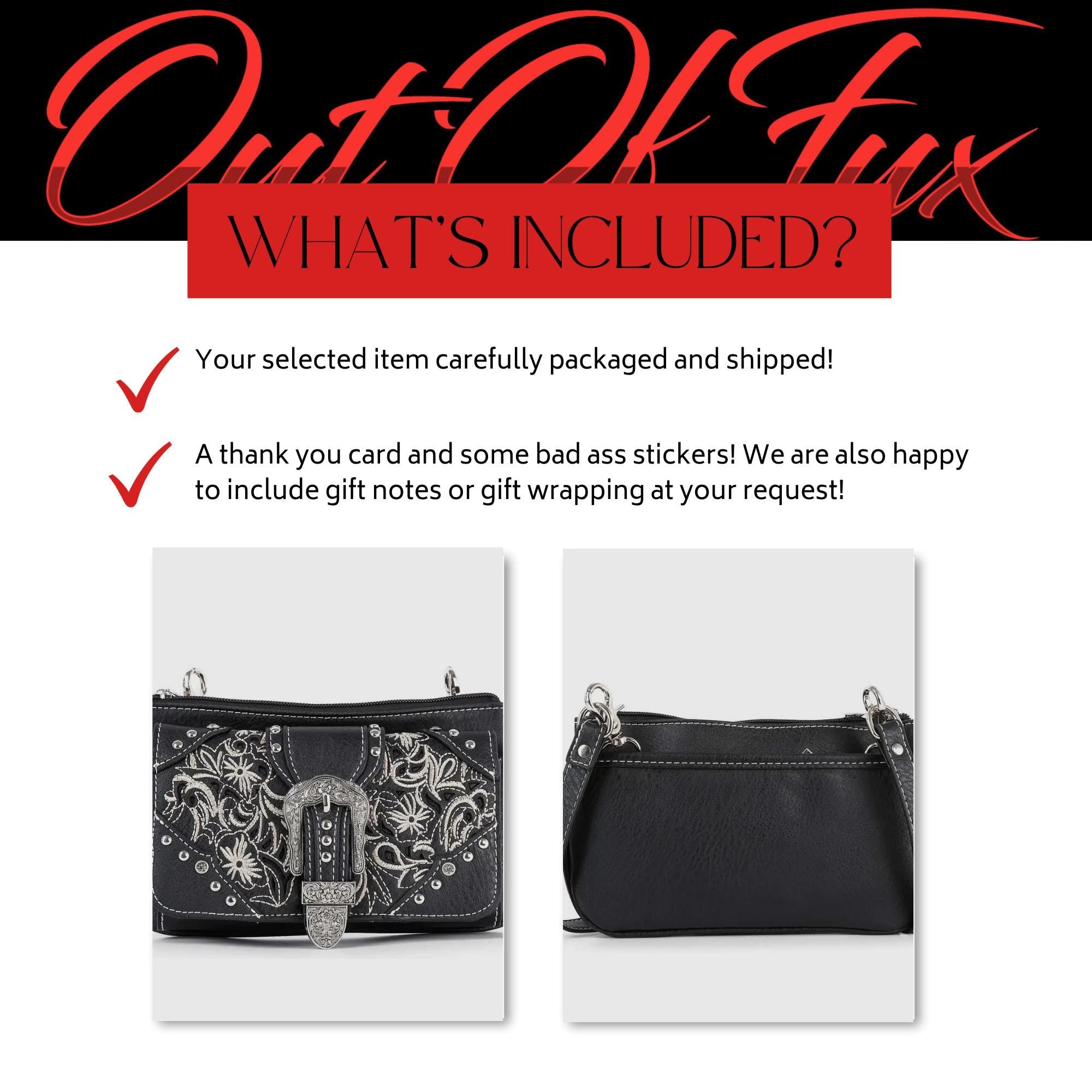 Black Western Buckle Bag: Faux Leather Cowgirl Crossbody for Concerts and Everyday Style