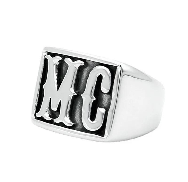 HD or MC Stainless Steel Biker Ring in Gold or Silver Finish
