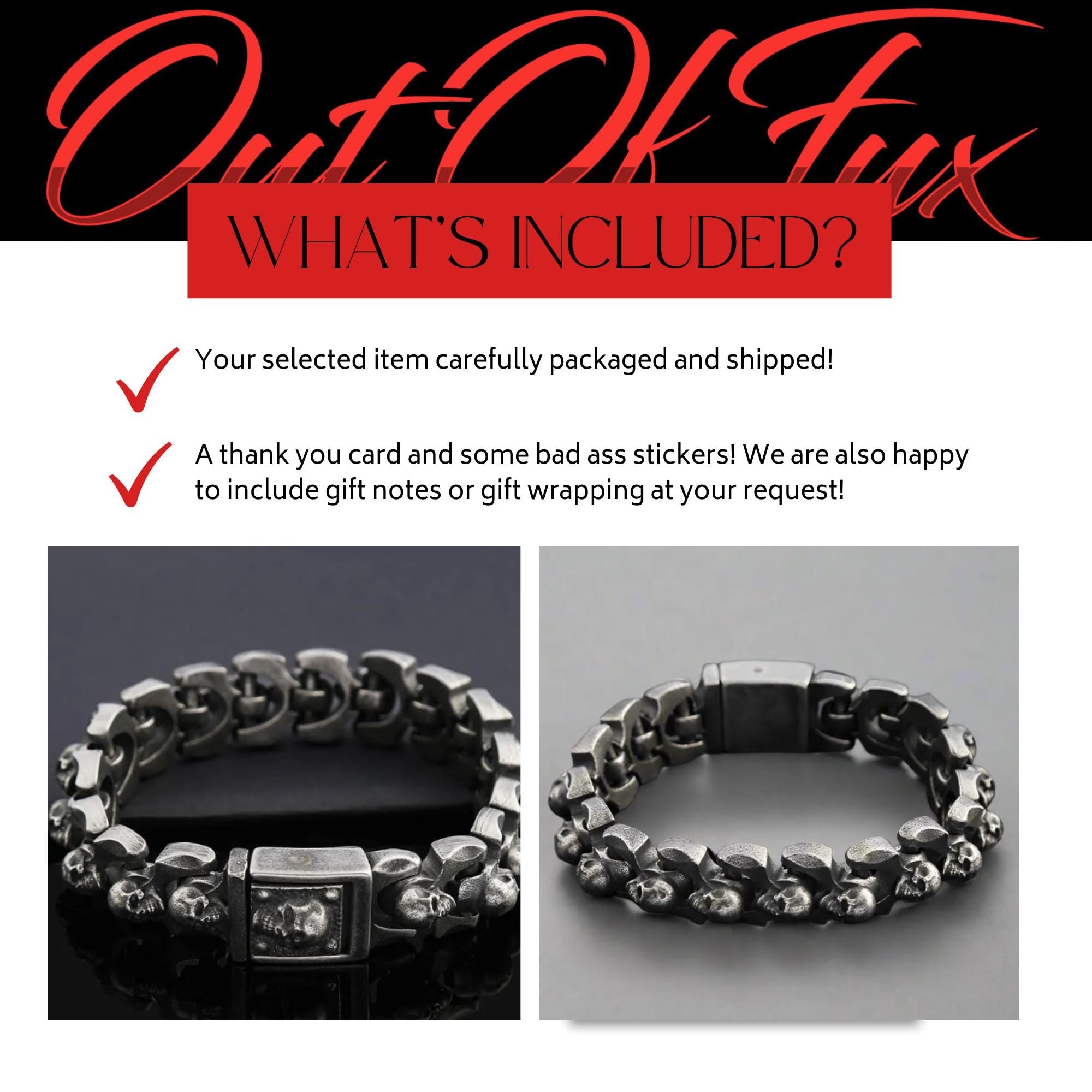 Mens Biker Bracelet Harley Davidson High Quality Gift for Him Skull Stainless Steel Heavy Chunky Bracelet for Dad