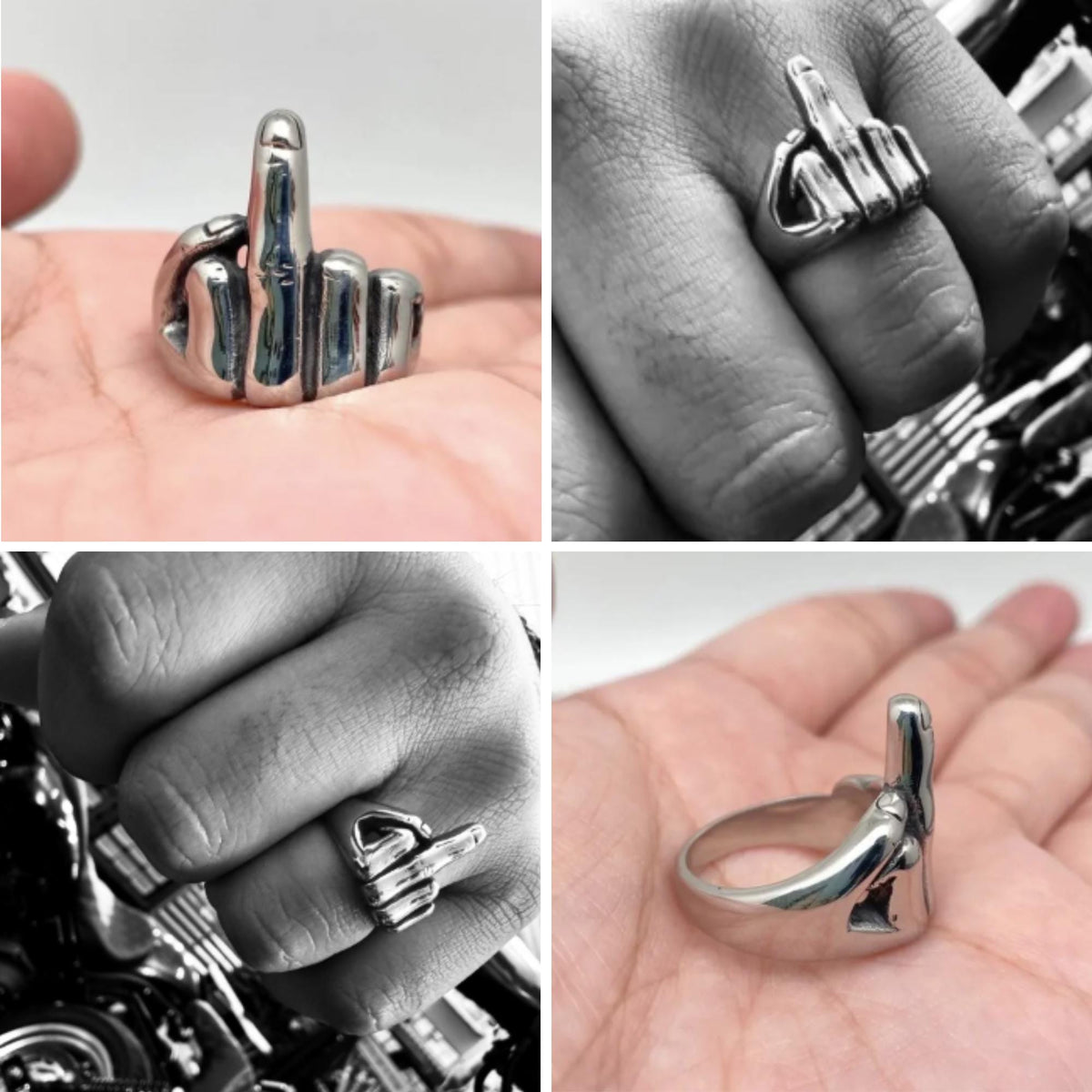 F*ck Off Stainless Steel Middle Finger Ring: Bold Biker Jewelry for Men