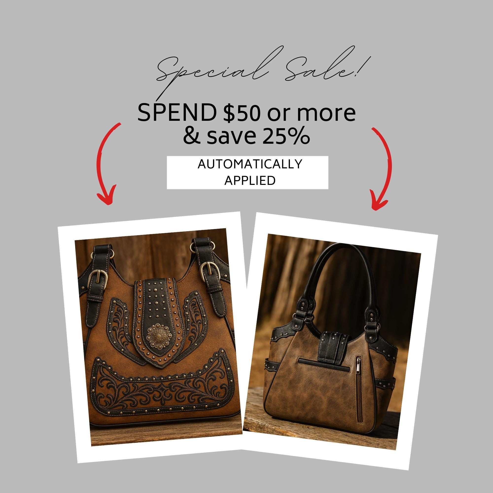 Brown & Black Western Handbag: Handmade Everyday Cowgirl Purse with Buckle and Dual Straps