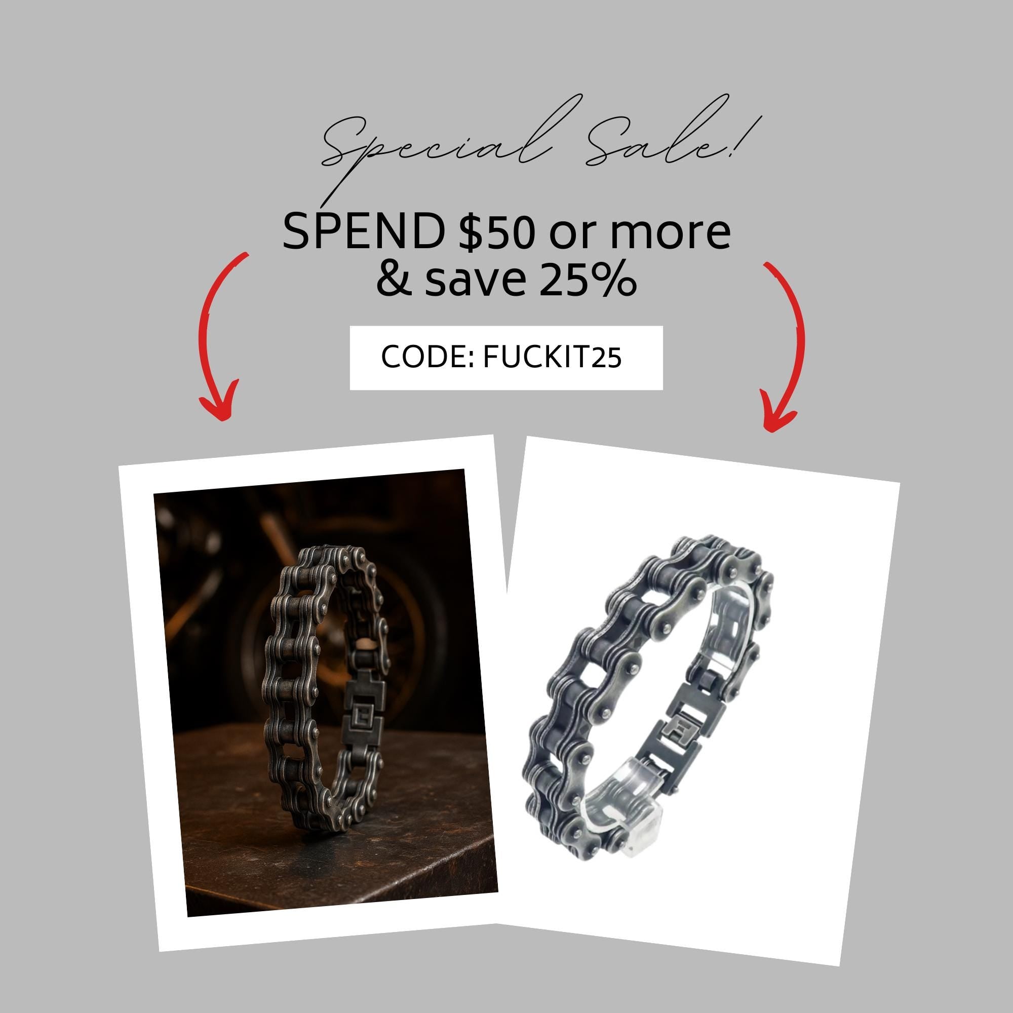 Antique Silver Biker Chain Bracelet: Rugged Gift for Men