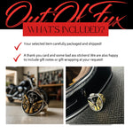 Stainless Steel Biker Skull Ring with 18K Gold Detail, Men’s Statement Ring