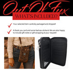 Brown Tooled Leather Crossbody Bag with Turquoise Stone Accent