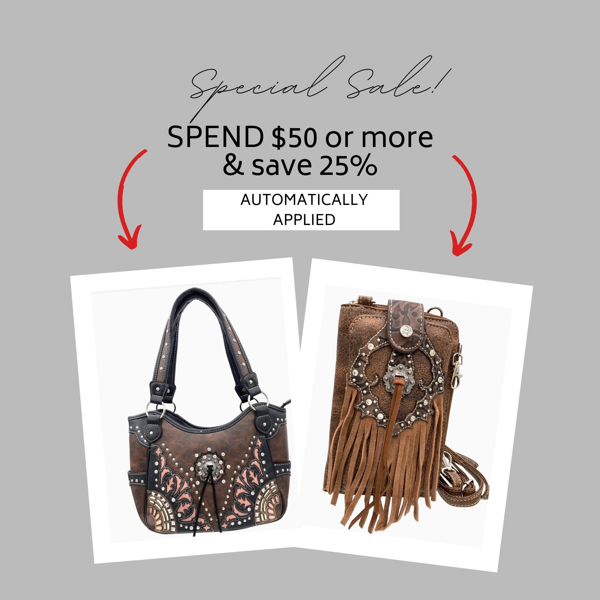 Western Faux Leather Cowgirl Shoulder Bag with Concho and Secure Back Pocket