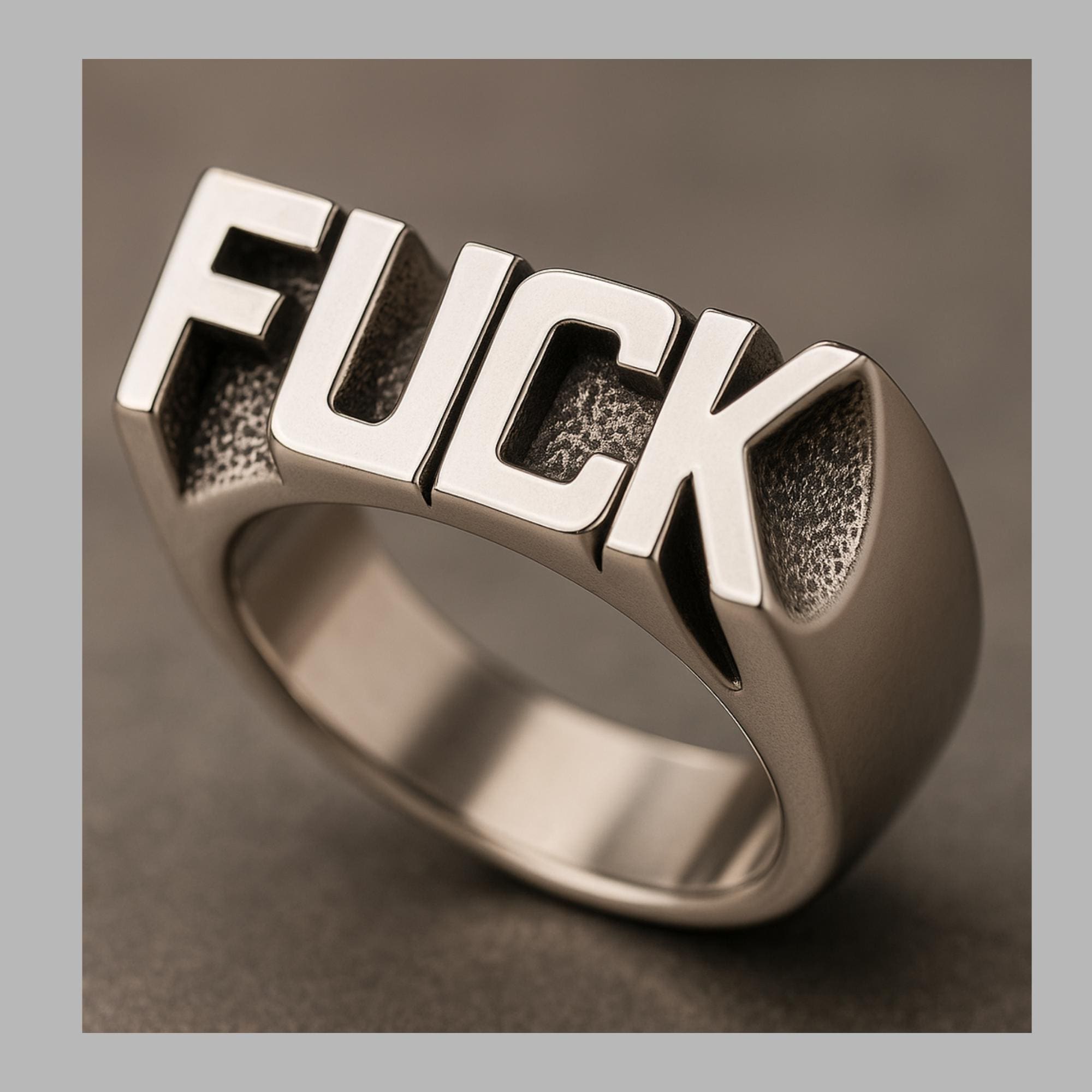 Fuck Surgical Steel Statement Ring: Bold Attitude Jewelry for Biker Men and Women