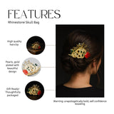 Gold Skull Hair Clip with Pearls, Gothic Statement Accessory for Edgy Alternative Style