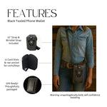 Tooled Black Leather Crossbody Bag: Western Style, Card Slots