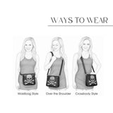 Gothic Skull Crossbody Bag, Studded Messenger Purse for Concert and Alternative Style