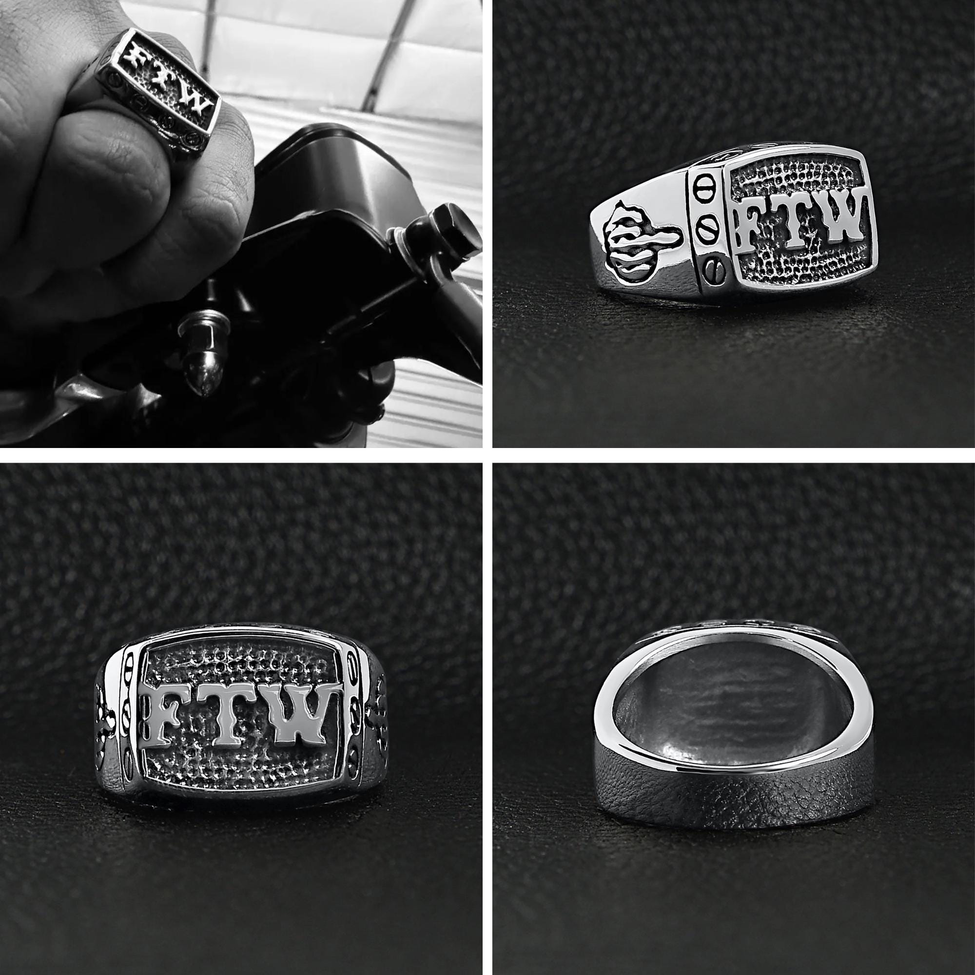 Men's FTW Biker Ring: Stainless Steel Statement Ring