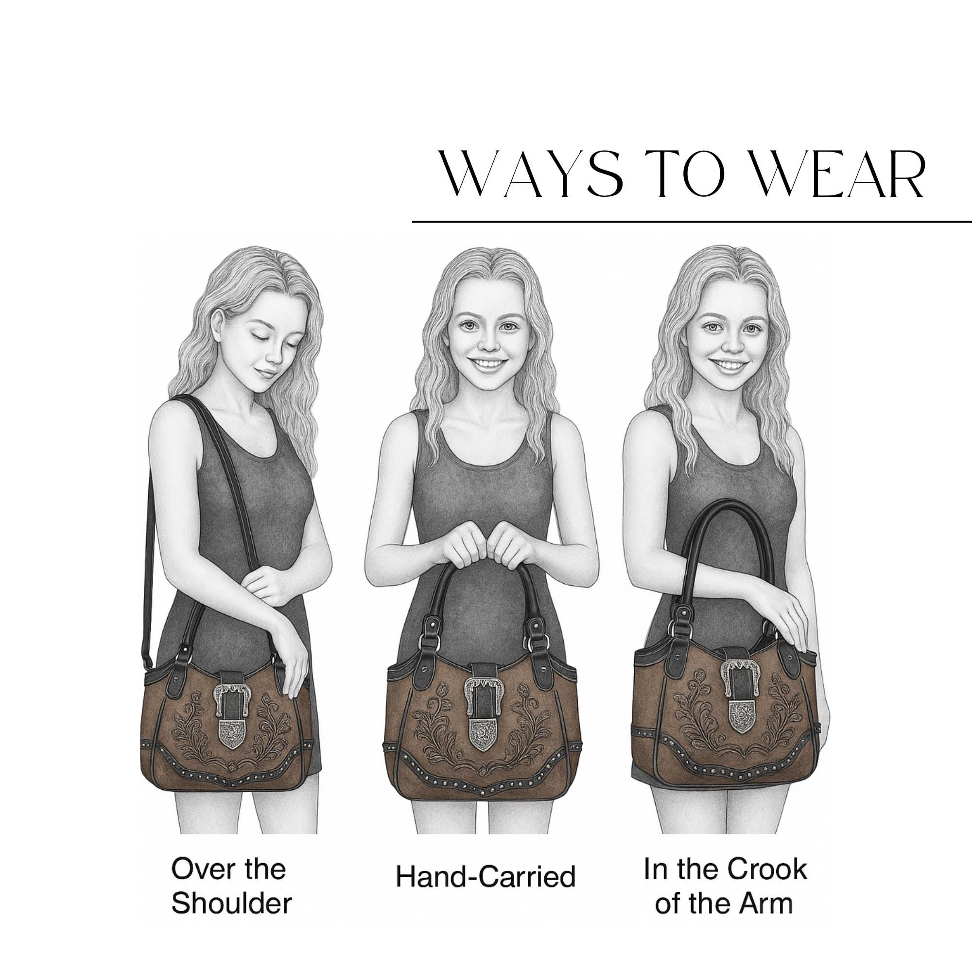 Western Embroidered Shoulder Bag with Turquoise Concho, Faux Leather Boho Purse for Everyday Use