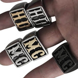 HD or MC Stainless Steel Biker Ring in Gold or Silver Finish