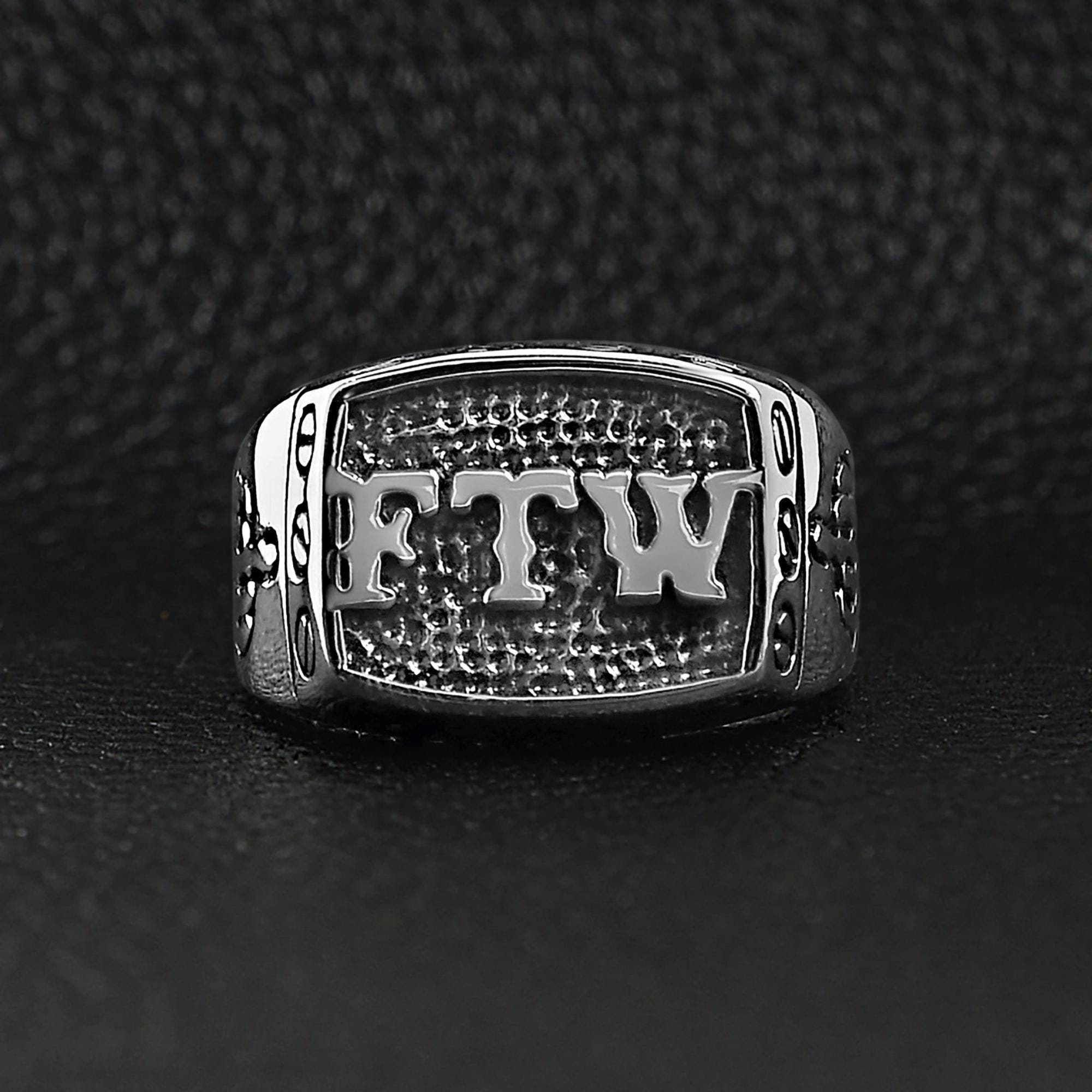 Men's FTW Biker Ring: Stainless Steel Statement Ring