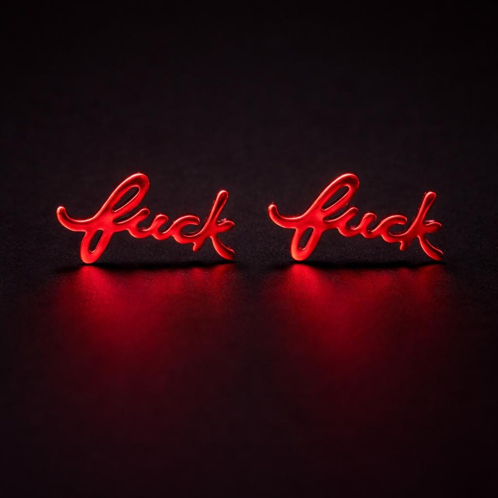 Cursive Fuck Stud Earrings Pair: Dainty Feminist Jewelry in Gold, Silver, Black