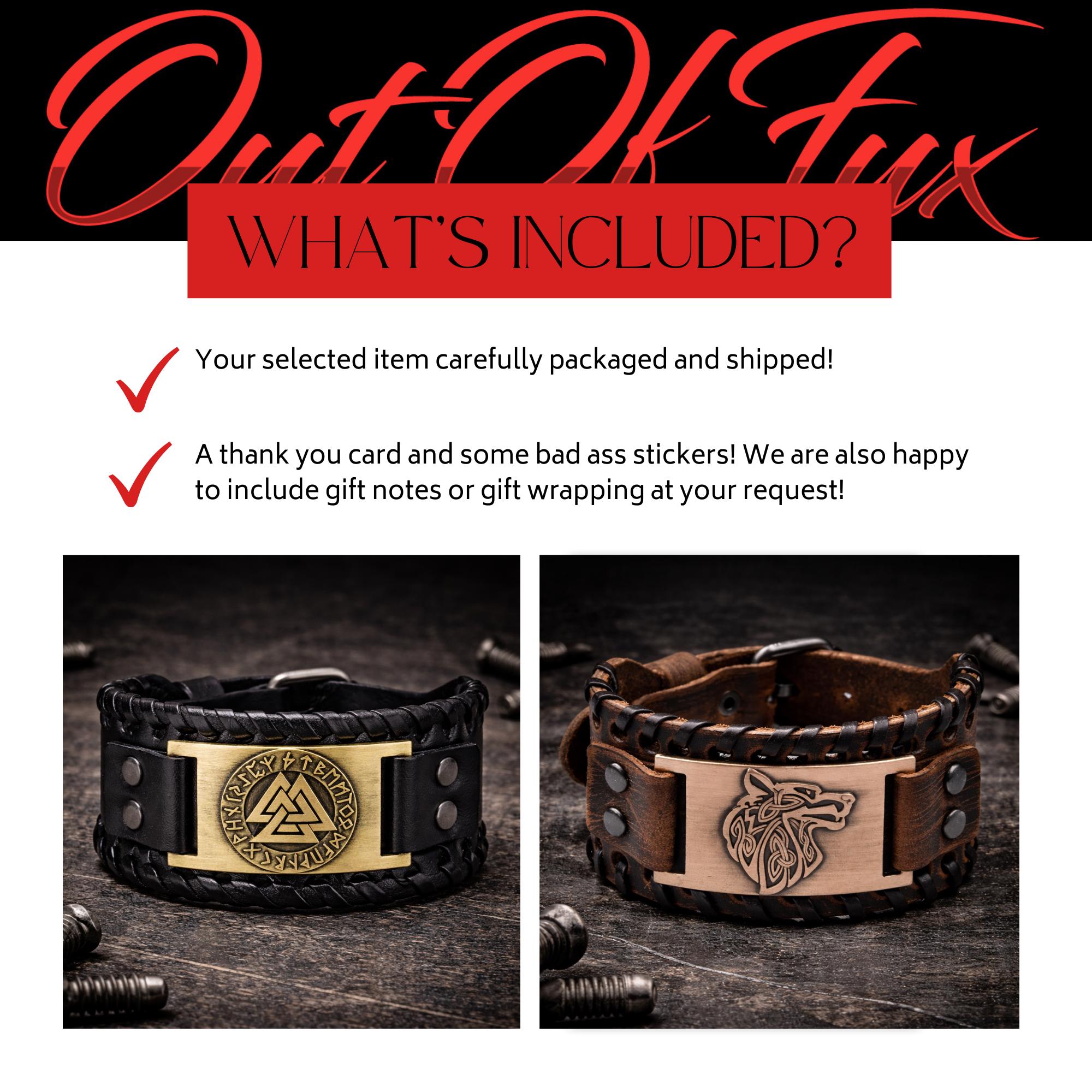 Men’s Viking Leather Cuff Bracelet with Norse Compass, Medieval Warrior Wristband