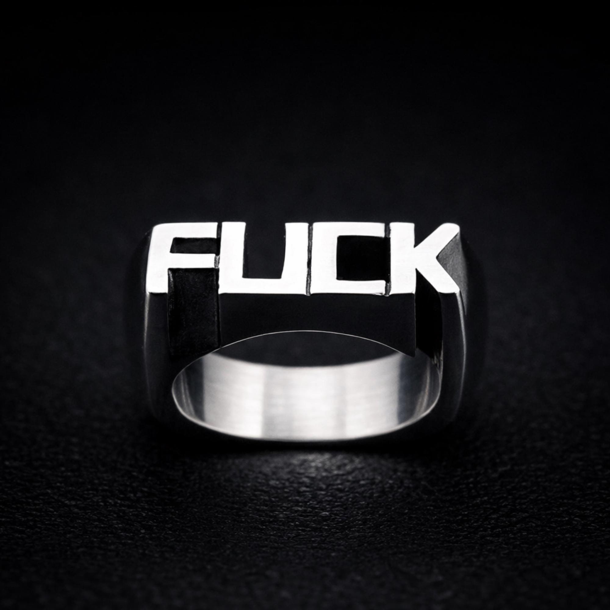 Fuck Surgical Steel Statement Ring: Bold Attitude Jewelry for Biker Men and Women