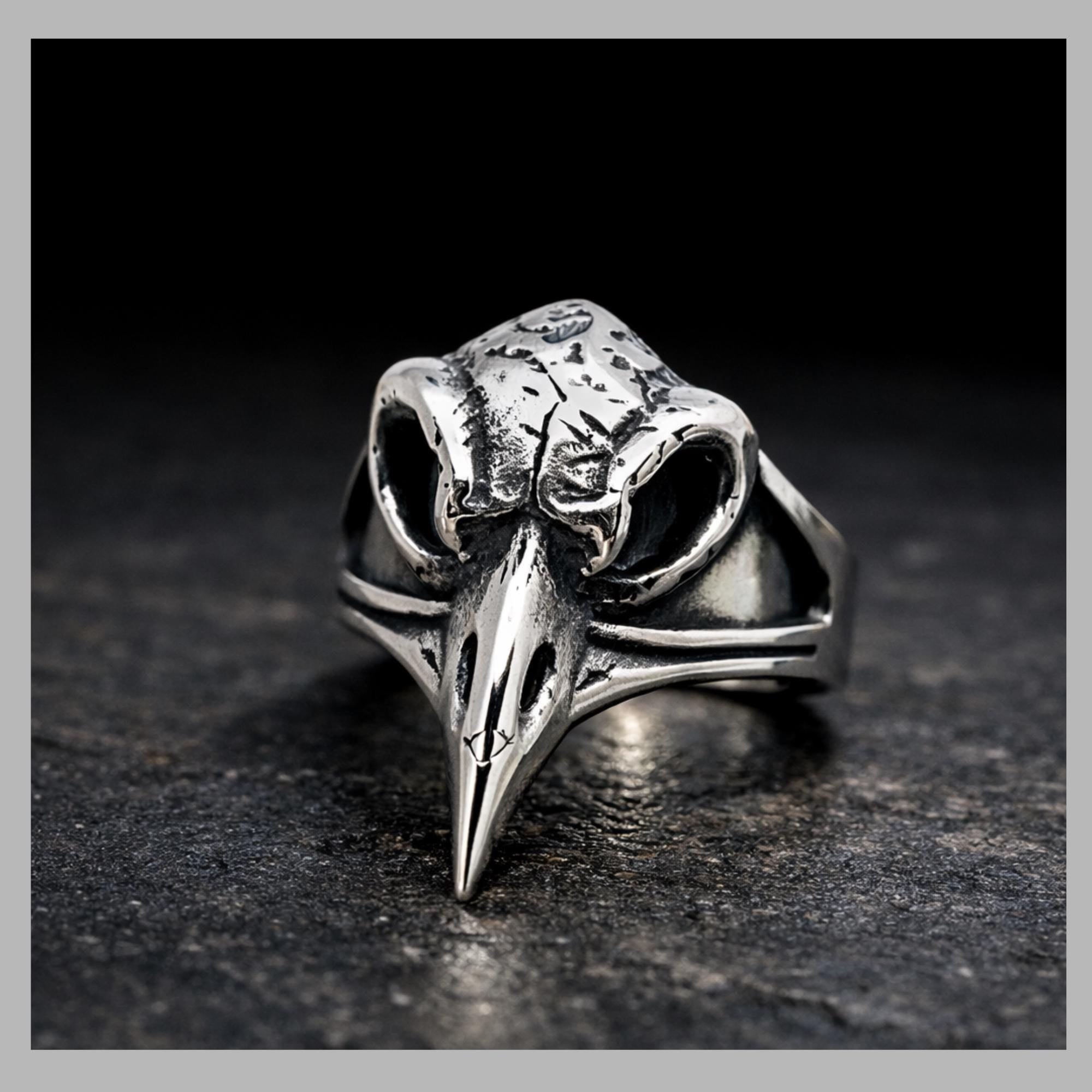 Stainless Steel Crow Skull Ring for Men, Gothic Biker Statement Jewelry
