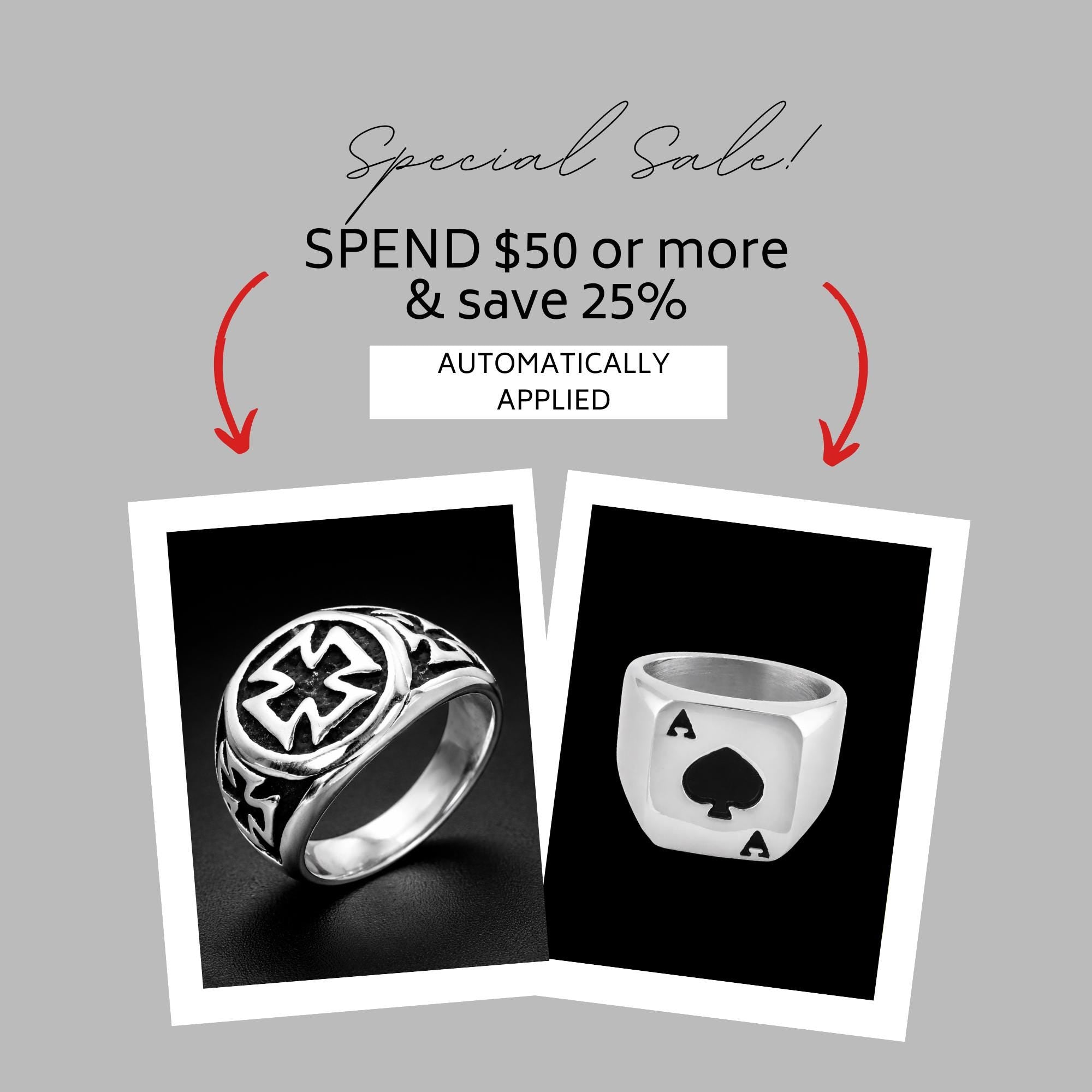 Ace of Spades Titanium Signet Ring for Men, Bold Spade Symbol Statement Ring