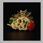 Gold Skull Hair Clip with Pearls, Gothic Statement Accessory for Edgy Alternative Style