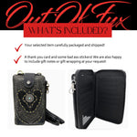 Tooled Black Leather Crossbody Bag: Western Style, Card Slots