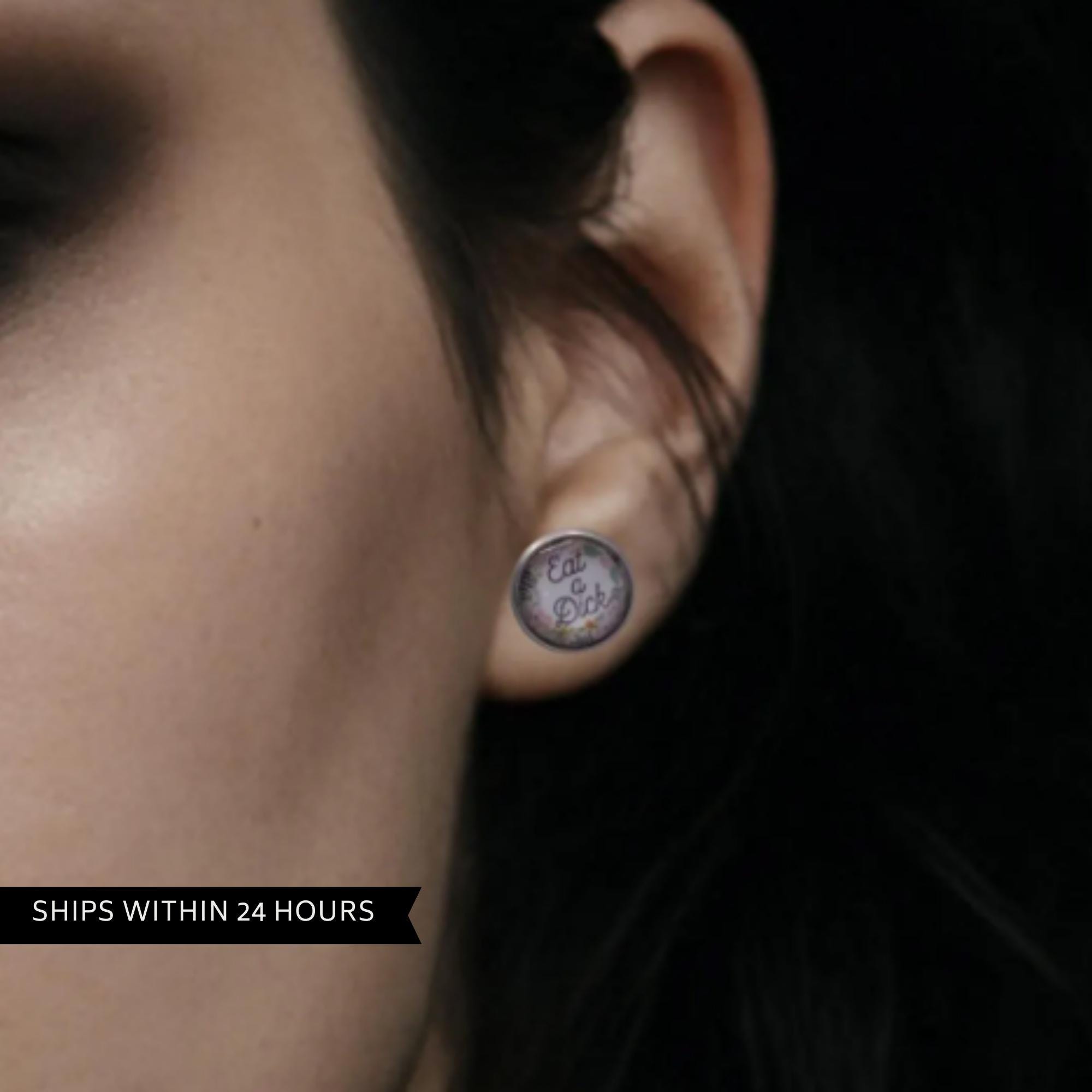 Spicy Floral Stud Earrings: Funny Stainless Steel Jewelry for Women