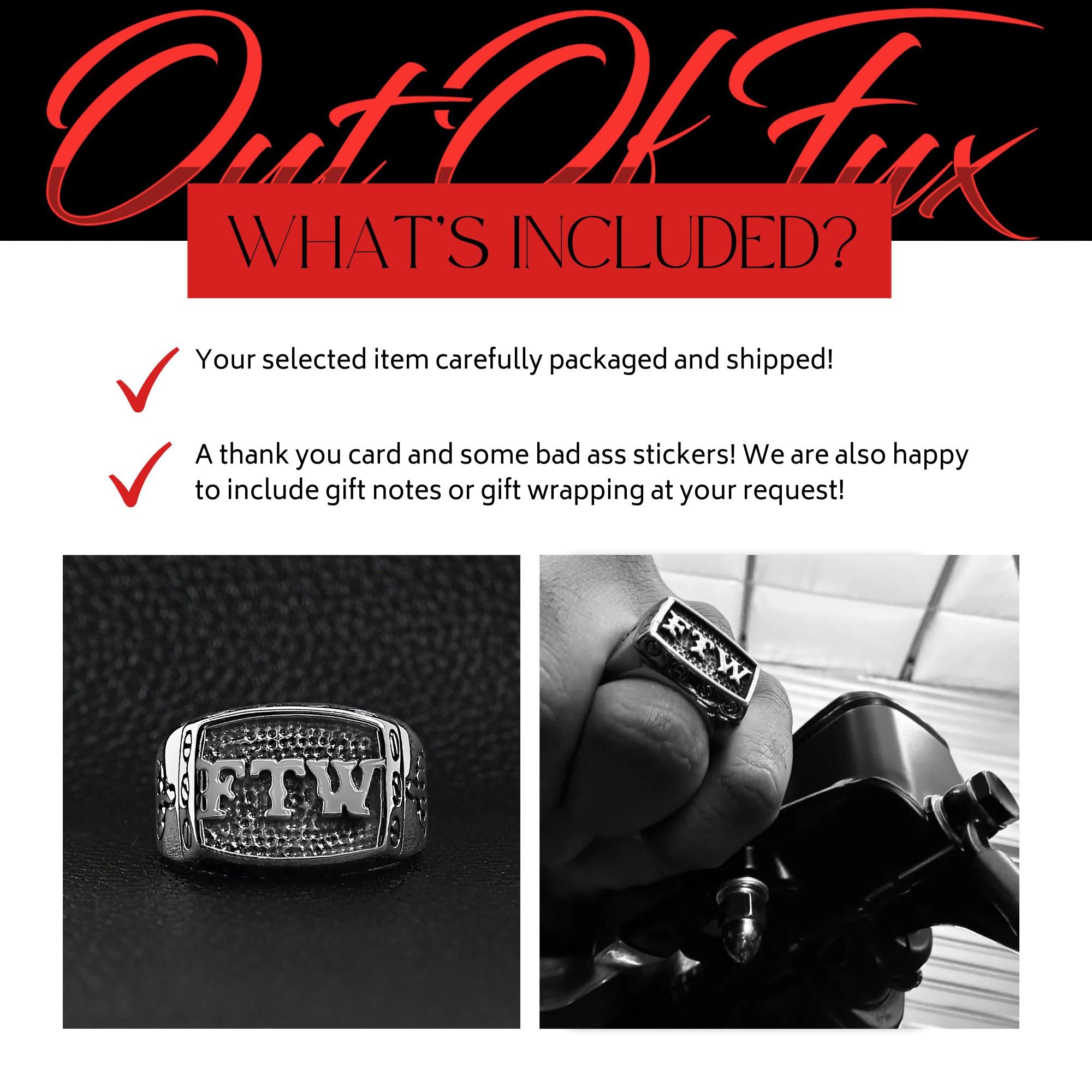 Men's FTW Biker Ring: Stainless Steel Statement Ring