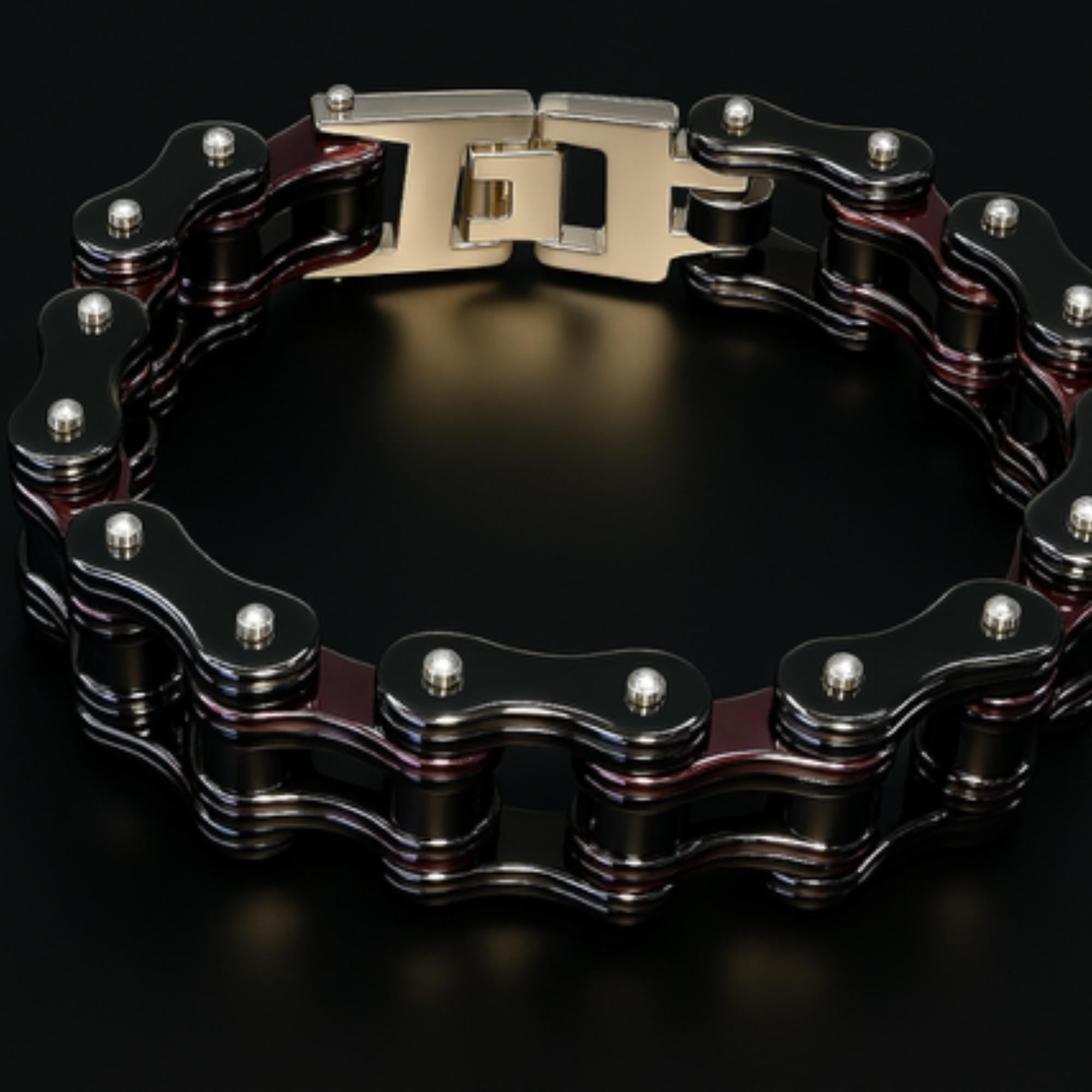 Black & Purple Biker Chain Bracelet: Heavy Steel Jewelry for Men
