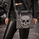 Gothic Skull Crossbody Bag, Studded Messenger Purse for Concert and Alternative Style
