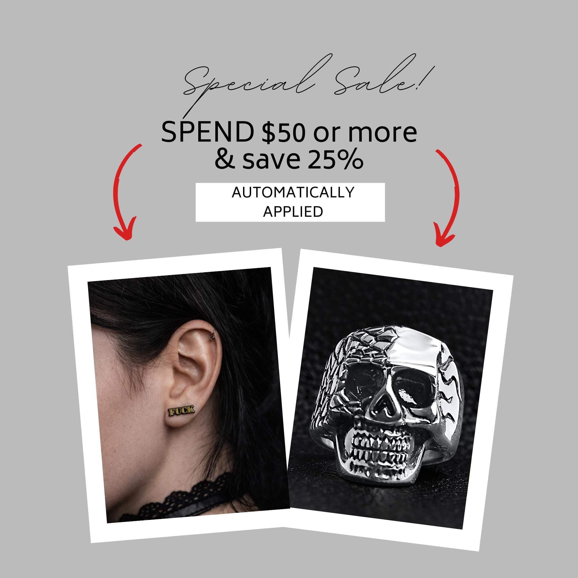 Gold Glitter Fuck Stud Earrings, Bold Statement Jewelry for Women