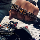 HD or MC Stainless Steel Biker Ring in Gold or Silver Finish
