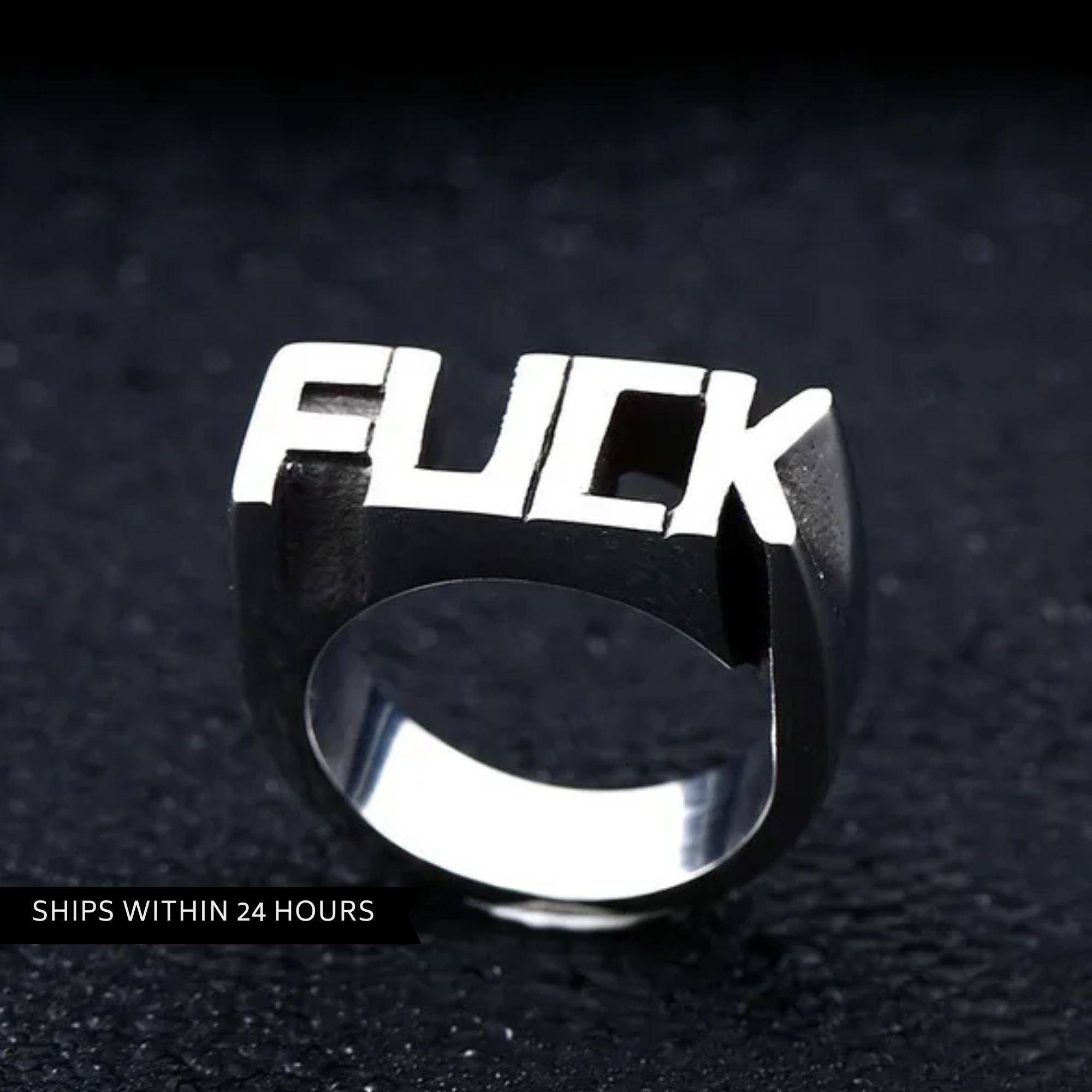 Fuck Surgical Steel Statement Ring: Bold Attitude Jewelry for Biker Men and Women