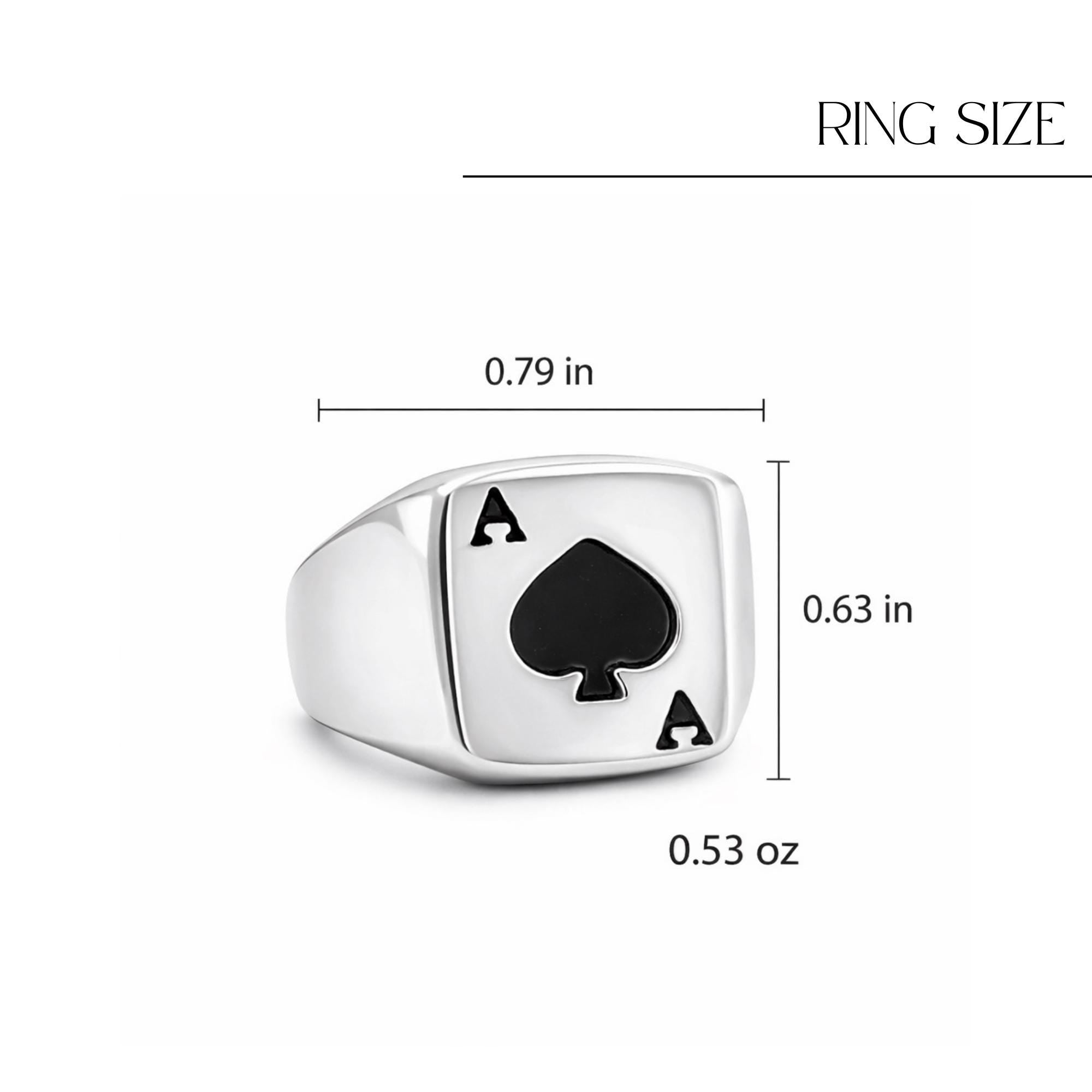 Ace of Spades Titanium Signet Ring for Men, Bold Spade Symbol Statement Ring