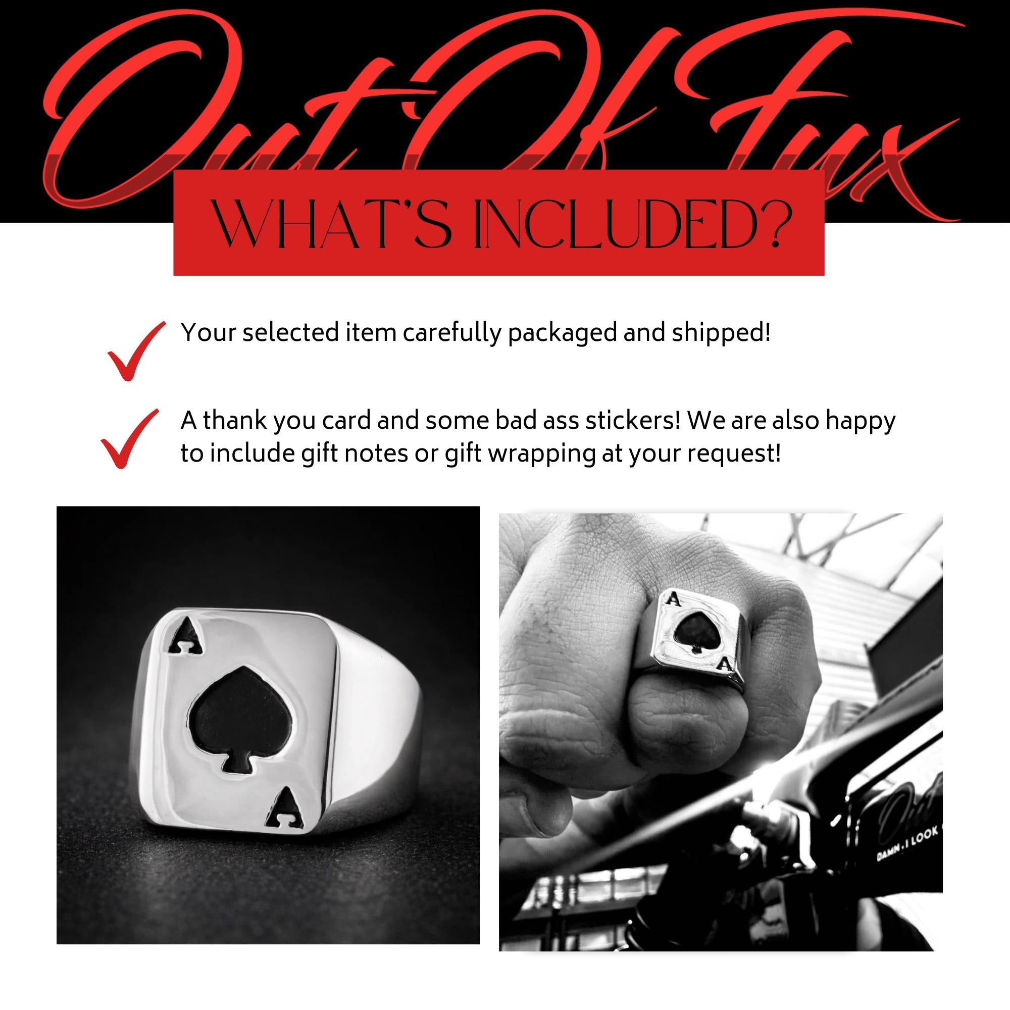 Ace of Spades Titanium Signet Ring for Men, Bold Spade Symbol Statement Ring