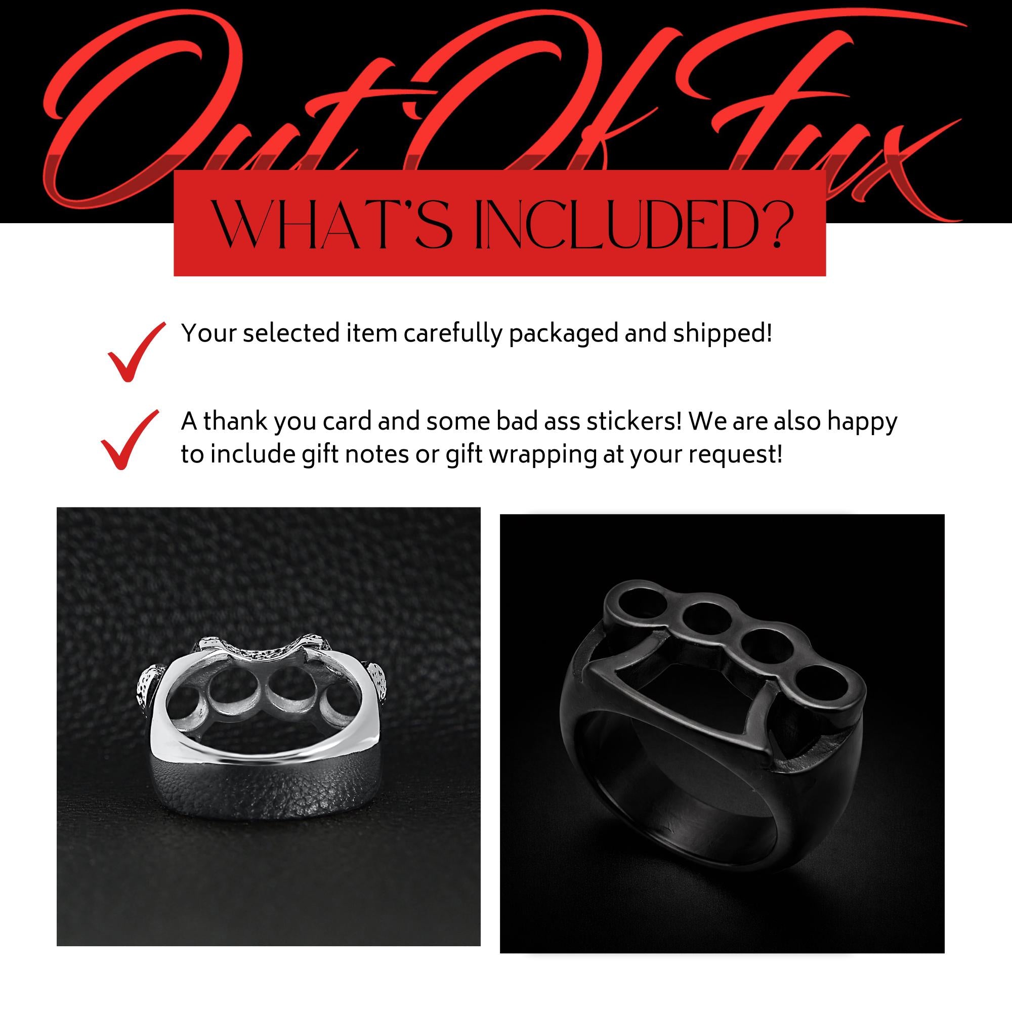 Stainless Steel Brass Knuckle Ring for Men, Bold Biker Statement Jewelry