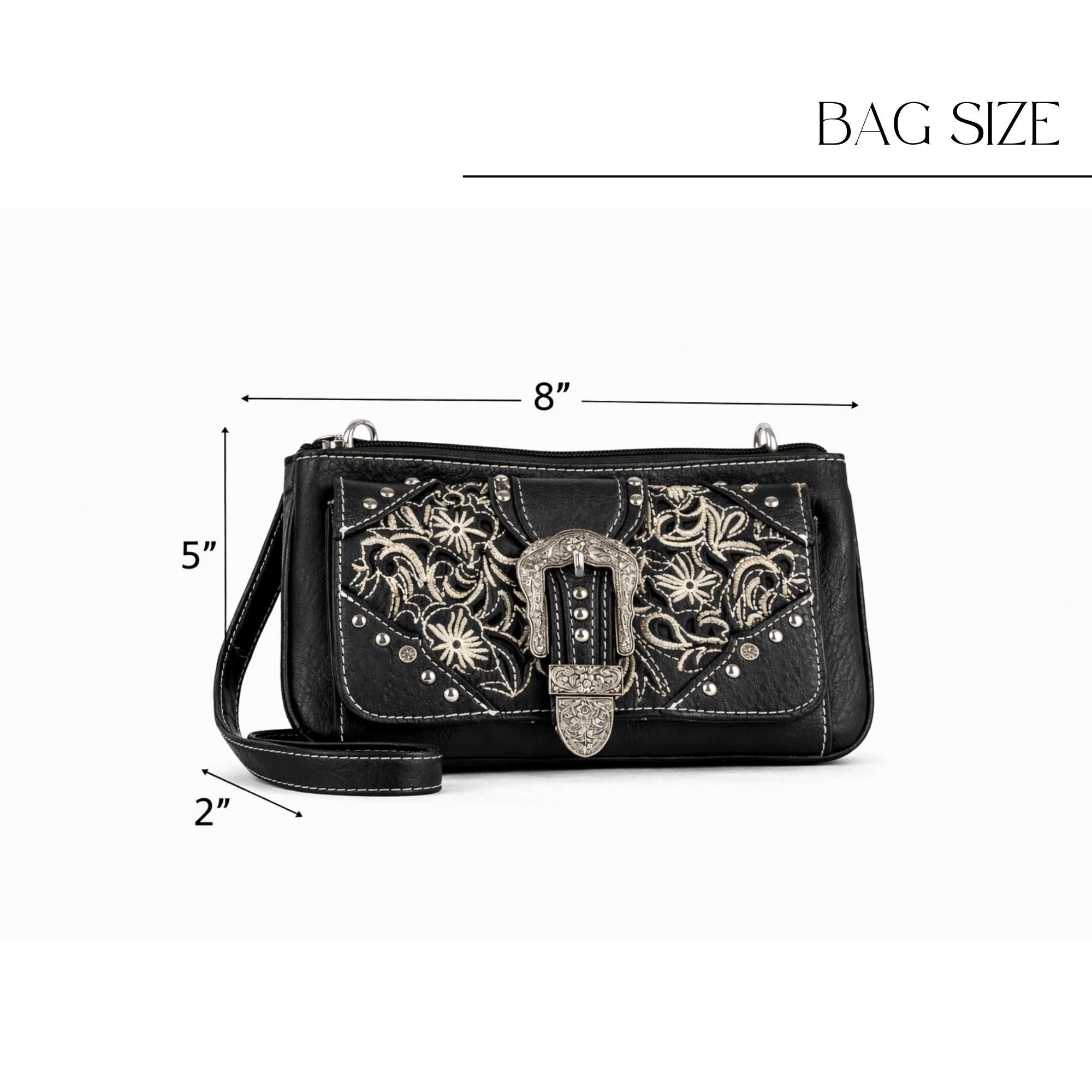 Black Western Buckle Bag: Faux Leather Cowgirl Crossbody for Concerts and Everyday Style