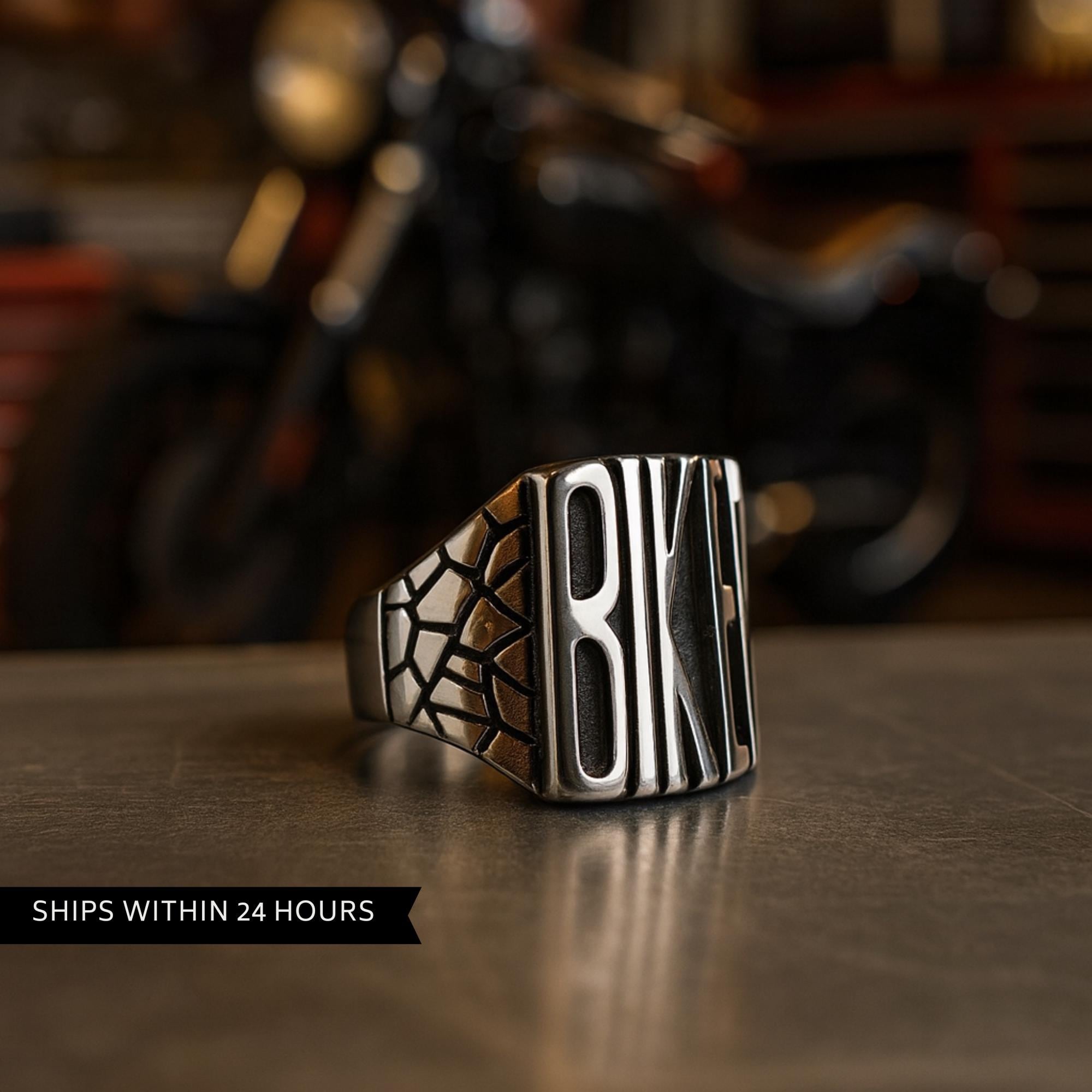 Stainless Steel Biker Ring: Motorcycle Club Style Jewelry for Men