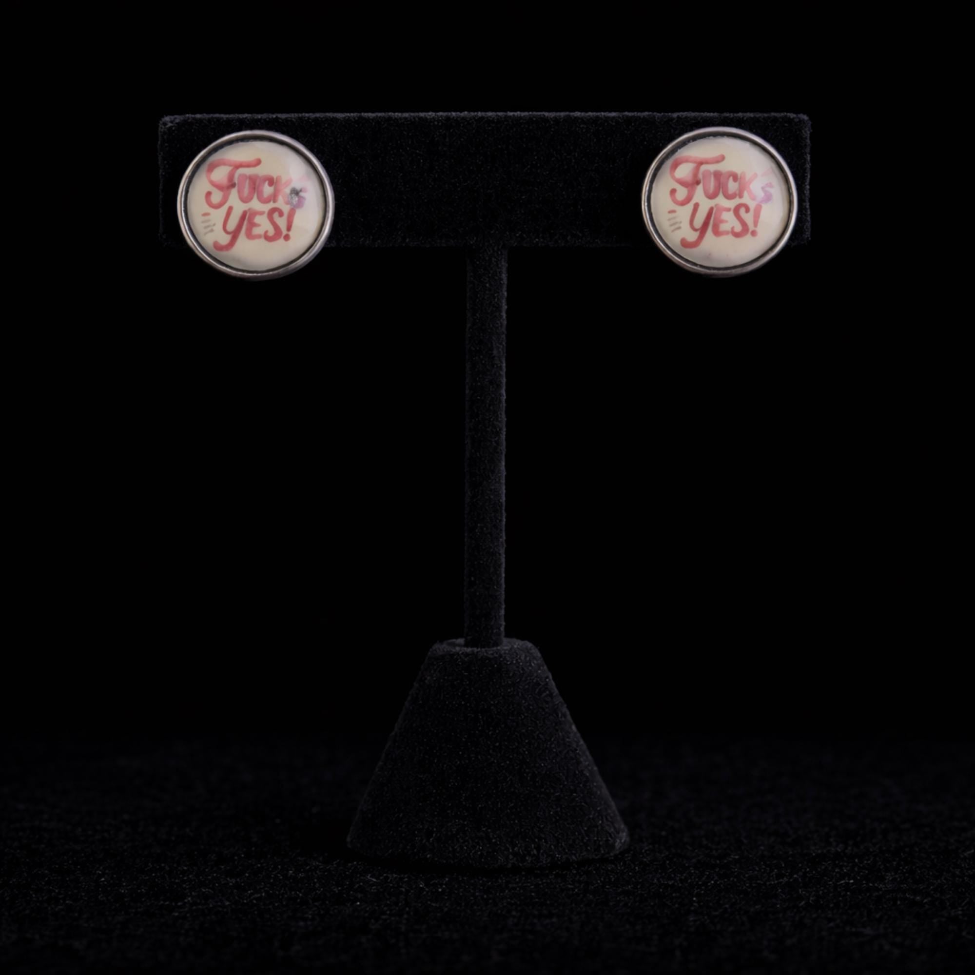 Pink Fuck Yes Stud Earrings, Bold Statement Jewelry for Confident Women