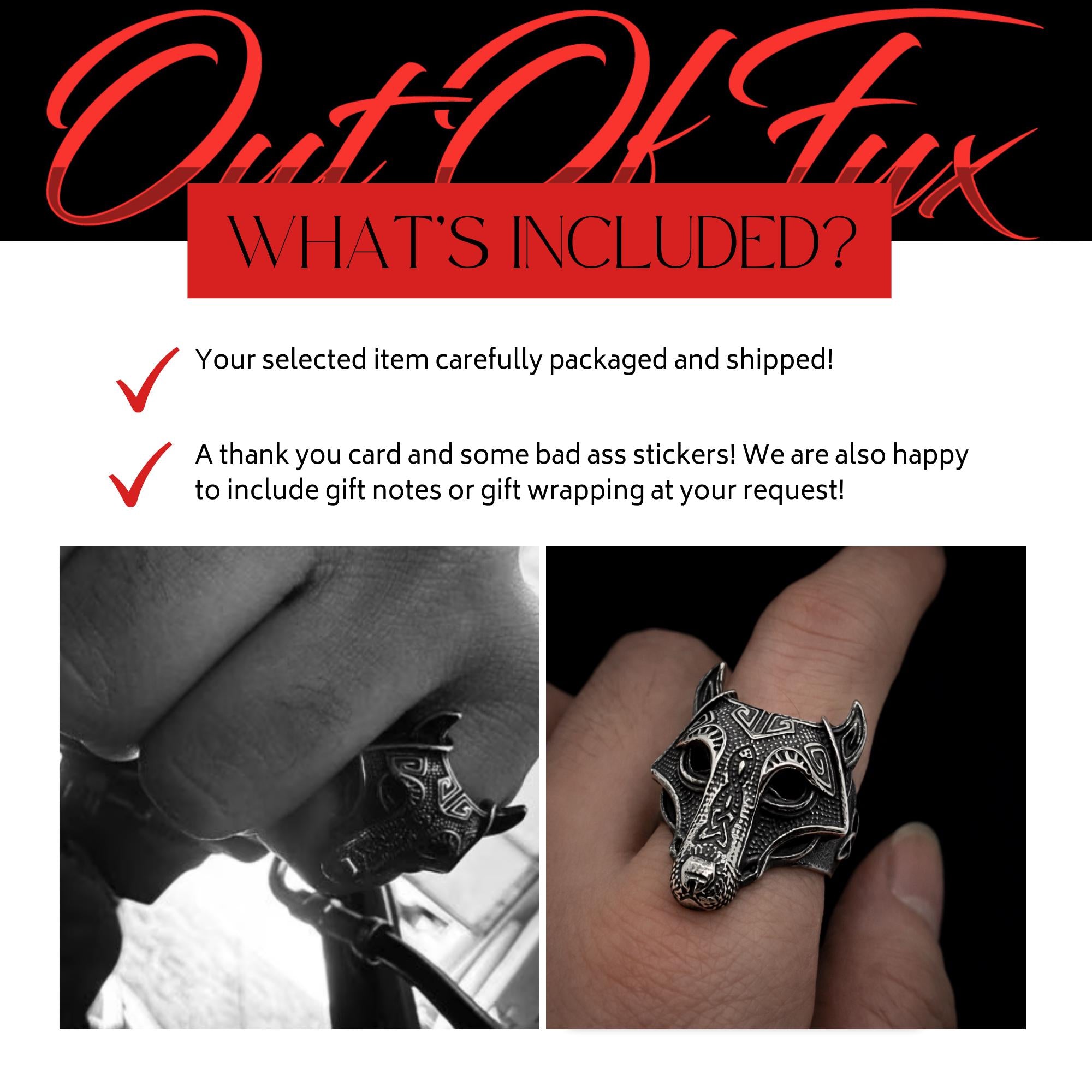 Viking Wolf Head Ring, Bold Stainless Steel Norse Jewelry for Men