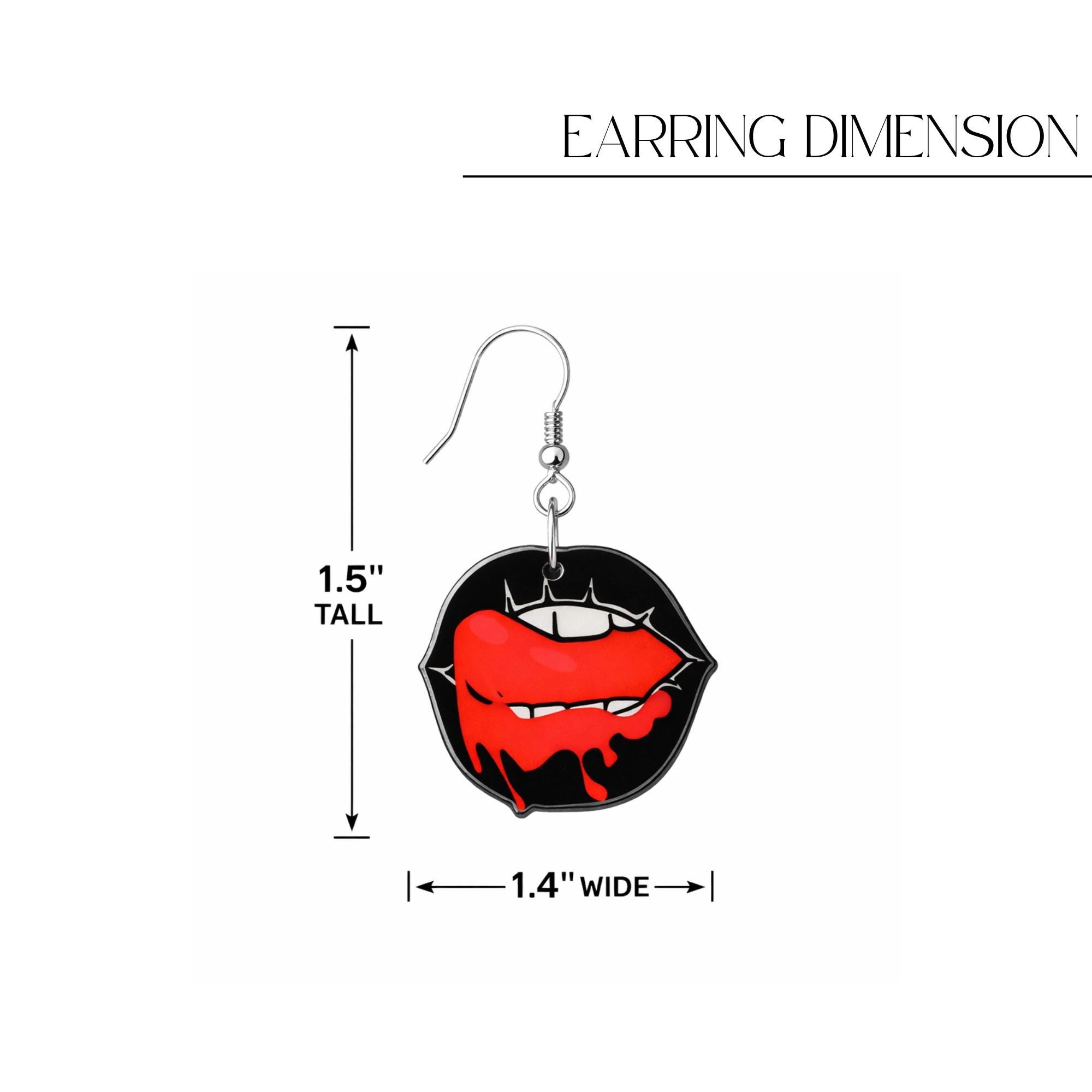 Goth Lipstick Earrings, Double Sided Skull Design with Hypoallergenic Stainless Steel Hooks