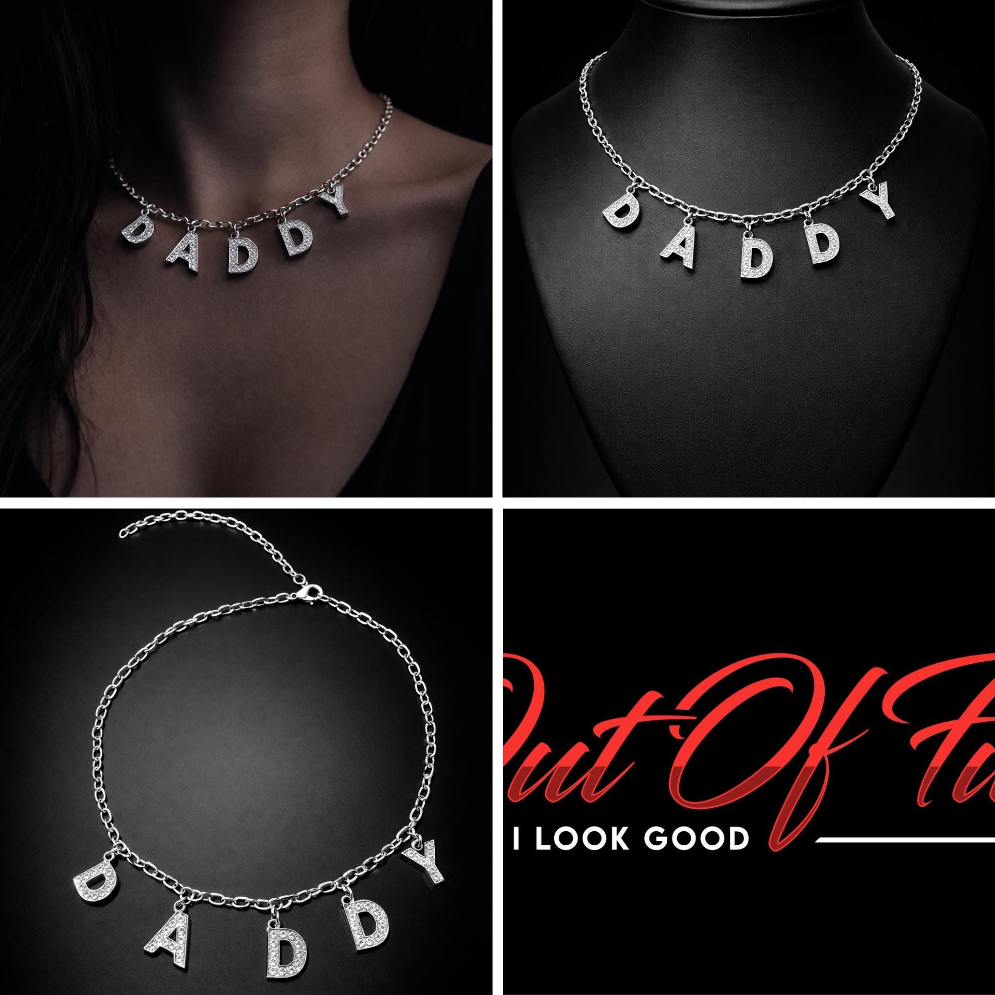 Silver Daddy Necklace with CZ Stones, Stainless Steel Statement Chain for Layered Nightlife Looks
